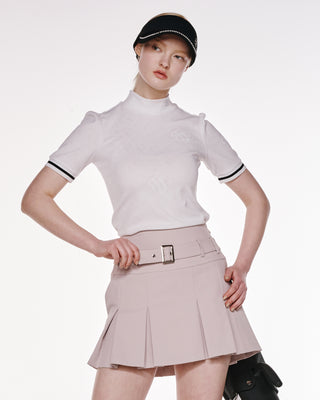 Ferrara Jacquard Turtleneck T Shirt (White)