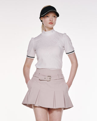 Ferrara Jacquard Turtleneck T Shirt (White)