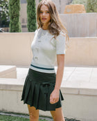 Fair Liar Ribbon Cropped Short Sleeve Knit (Ivory)