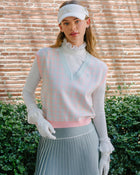 Houndstooth Checkered Knit Vest (Mint)