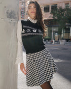 Flower Jacquard Knit Vest (Black)