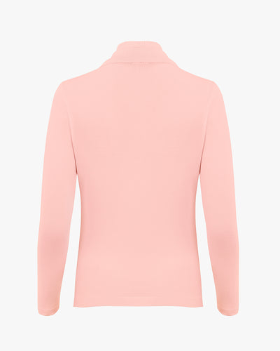 Turtleneck Double Collar Knit Top - Pink