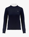 Pleats Detachable Point Neck Sweater - Navy