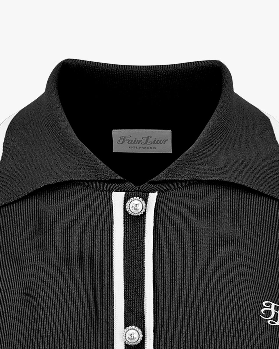 Slim Line Color Detailed Collar Liv Knit - Black – Fairliar USA