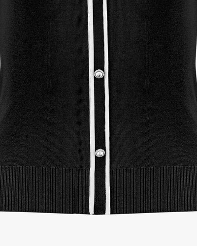 Slim Line Color Detailed Collar Liv Knit - Black