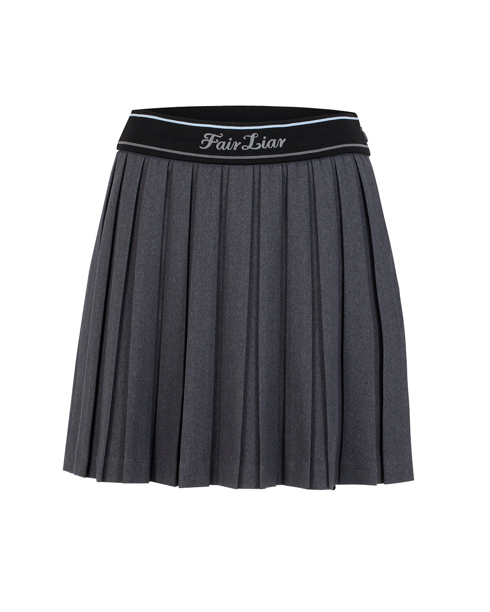 Logo band pleated skirt - Charcoal gray – Fairliar USA