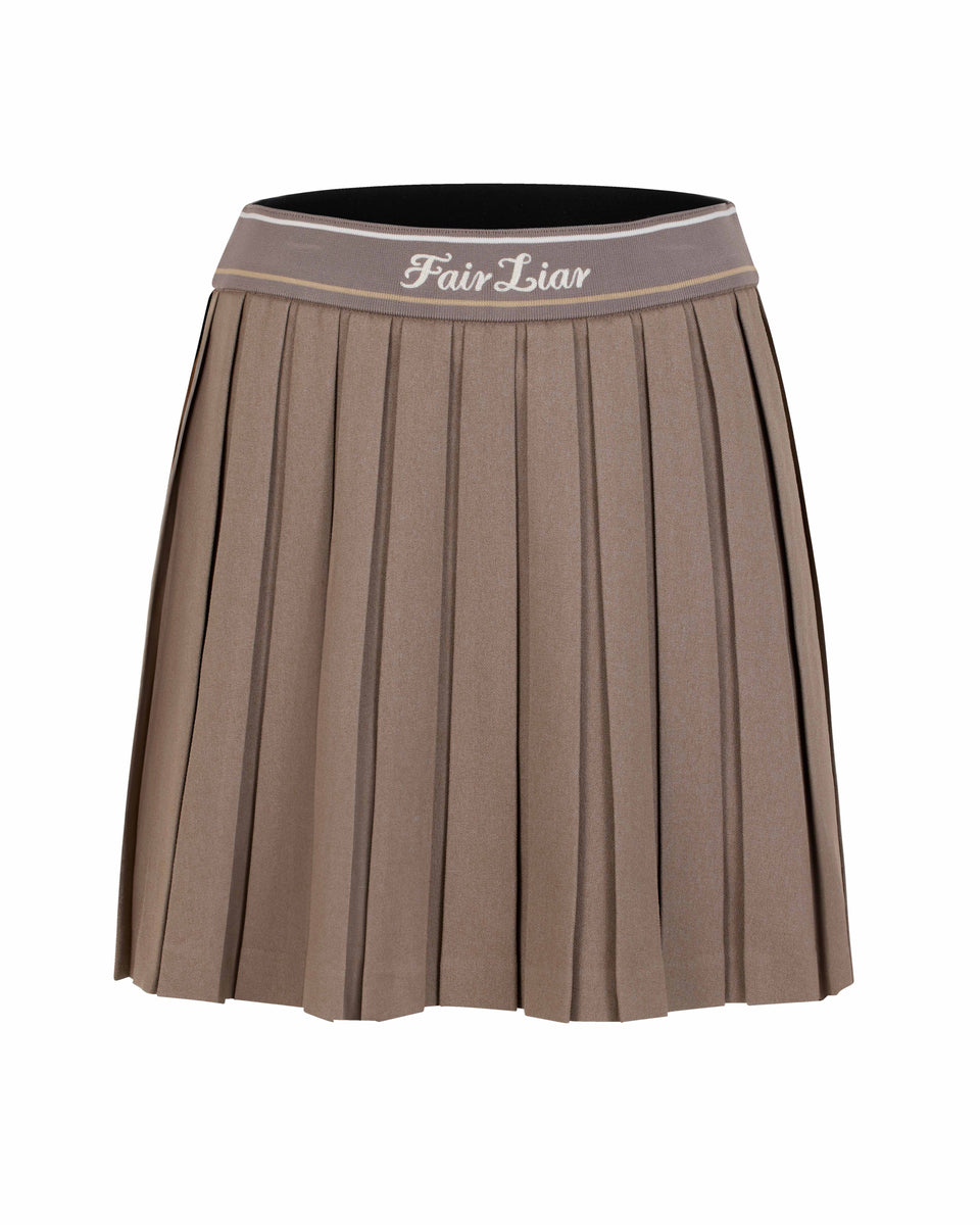 Logo band pleated skirt - Cocoa – Fairliar USA