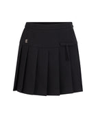 Ribbon pleated culotte pants (Black)
