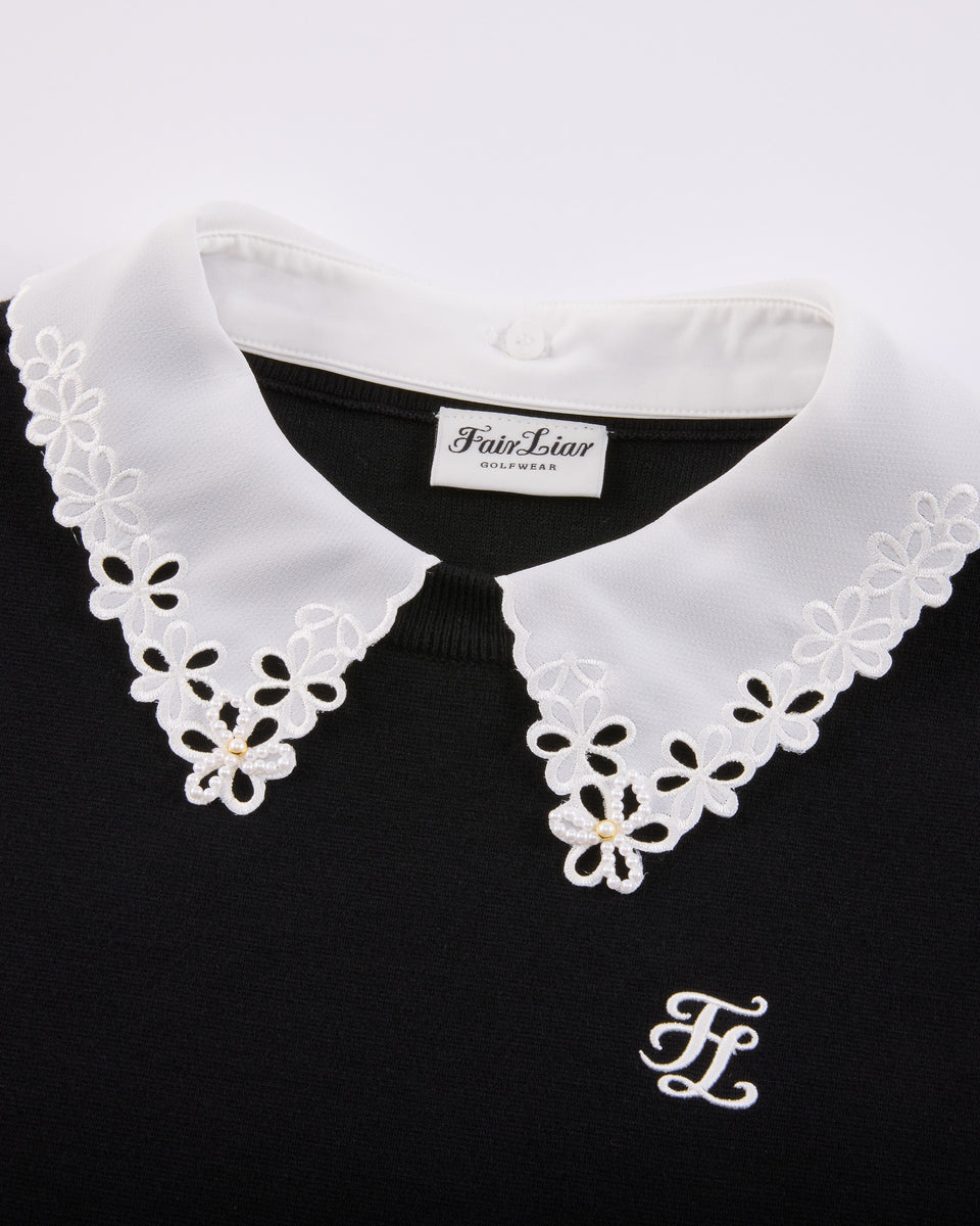 Detachable beaded lace collar knit - Black – Fairliar USA