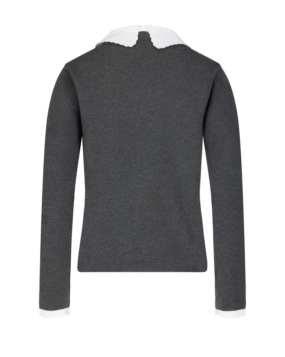 【KOOLOSET】Lambswool Collar Knit Charcoal Lambswool V-Neck Jumper | Men's Country Clothing