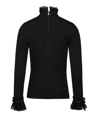 Frill sleeve high neck T Shirt (Black)