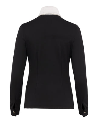 Pearl collar T Shirt with scarf (Black)