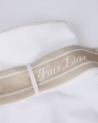 Pearl collar T Shirt with scarf (Ivory)
