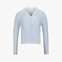 Ruffled V-Neck Cardigan (Blue)