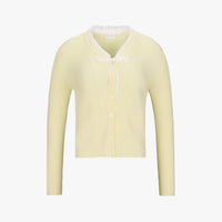 Ruffled V-Neck Cardigan (Yellow)