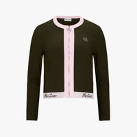 Ribbon Zipper Cardigan (Khaki)