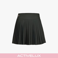 Pique Back Logo Pleated Skirt (Khaki)