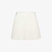 Pique Back Logo Pleated Skirt (White)