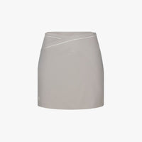 Contrast Piping Slim Fit Skirt (Grey)