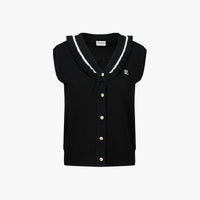 Ruffled V-Neck Vest (Black)