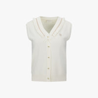 Ruffled V-Neck Vest (Ivory)