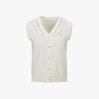 Ruffled V-Neck Vest (Ivory)