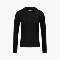 Stand Collar Sleeve Ribbon Knit (Black)