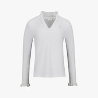Ruffled V-Neck T-Shirt (Ivory)