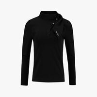 Side Tie Mock Neck T-Shirt (Black)