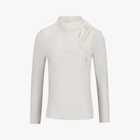 Side Tie Mock Neck T-Shirt (Ivory)