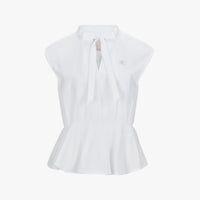 Sheer Ribbon T-Shirt Ruffled Ribbon Vest (White)