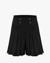 Pleated cropped culottes pants - Black