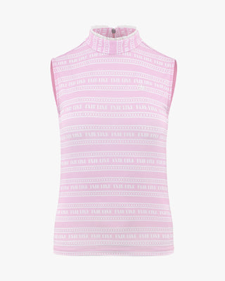 Logo pattern printed sleeveless T Shirt (Coral)