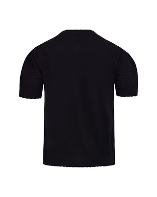 Logo Jacquard Short Sleeve Cardigan (Black)