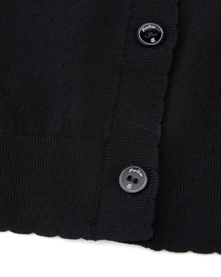 Logo Jacquard Short Sleeve Cardigan (Black)