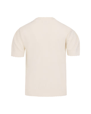 Logo Jacquard Short Sleeve Cardigan (Cream)