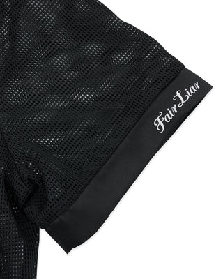 Mesh Crop Short Sleeve and Sleeveless Set (Black)