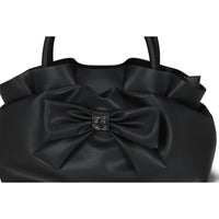 Ruffle Ribbon Tote Bag (Black)