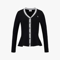 Eyelet Peplum Cardigan (Black)