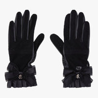 See-through Ribbon Lambskin Gloves (Black)