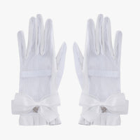 See-through Ribbon Lambskin Gloves (White)