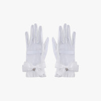 See-through Ribbon Lambskin Gloves (White)