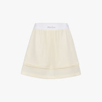 Waffle Banded Shirred Skirt (Cream)