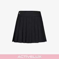 High-waisted Jersey Pleated Skirt (Black)