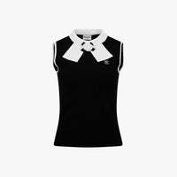 Detachable Corsage Sleeveless Knit (Black)