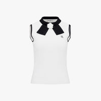 Detachable Corsage Sleeveless Knit (White)