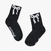 Ribbon Jacquard Summer Ankle Socks (Black)