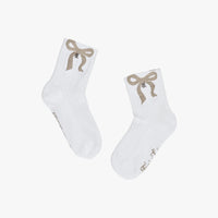 Ribbon Jacquard Summer Ankle Socks (White)