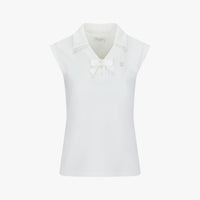 Pearl Ribbon Sleeveless T-Shirt (White)