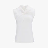 Big ribbon sleeveless T-shirt (White)